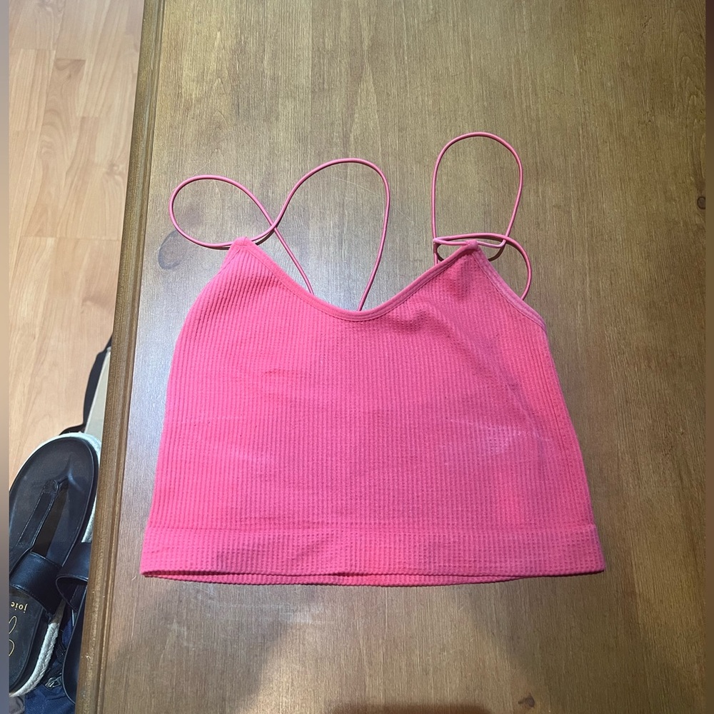 Bright pink ribbed tank